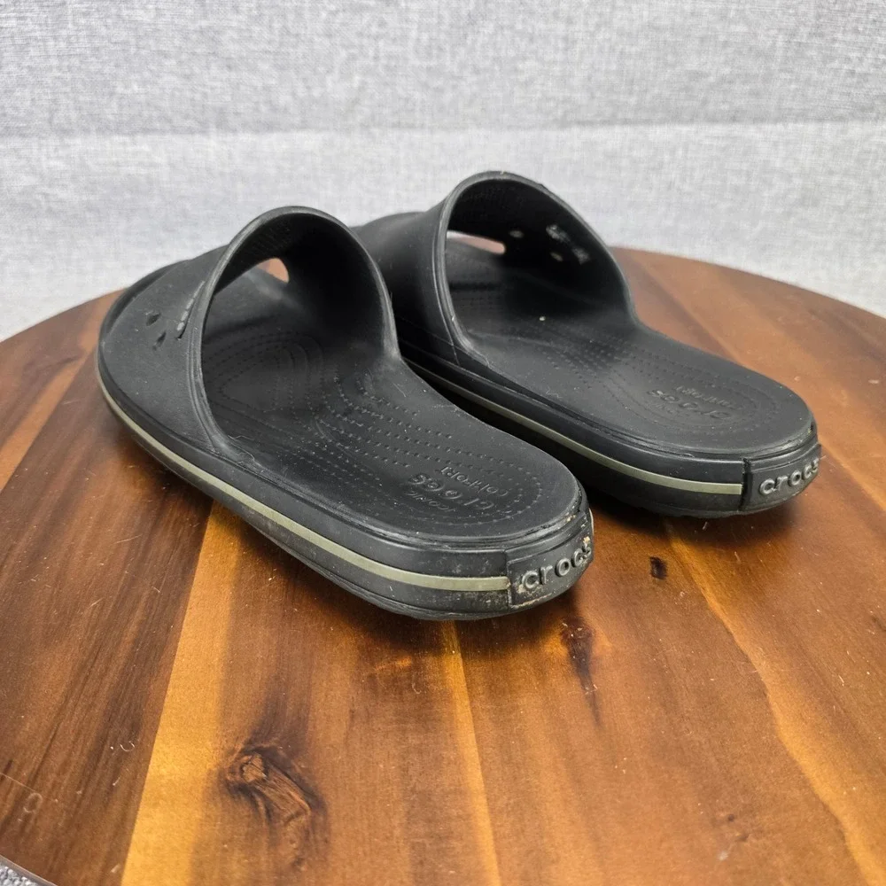 Crocs Crocband III Slide Sandals Mens 10 Womens 12 Black Graphite 205733 Slip On